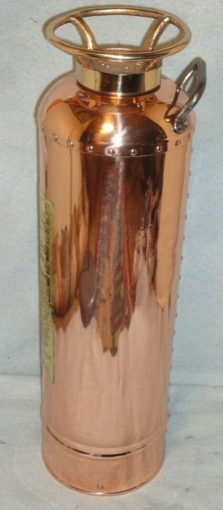 VINTAGE ANTIQUE COPPER FIRE EXTINGUISHER CHILDS AMERICAN LAFRANCE ELMIRA NY 4
