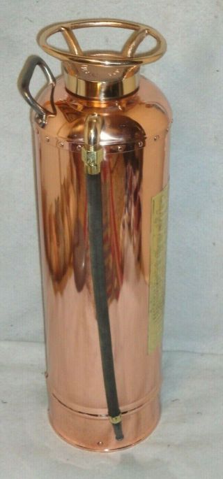 VINTAGE ANTIQUE COPPER FIRE EXTINGUISHER CHILDS AMERICAN LAFRANCE ELMIRA NY 5