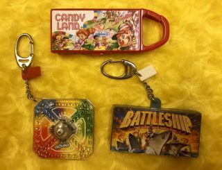 3 Basic Fun Mini—vintage Keychain Games Candyland,  Battleship & Trouble