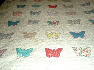 Vintage Childs Quilt Butterflies 62 X 64