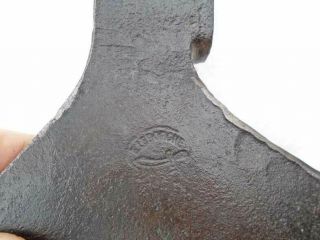 Antique French Forged E LEBORGNE SWORD LOGO Hatchet Axe Head Ax,  725g Old Tool 2