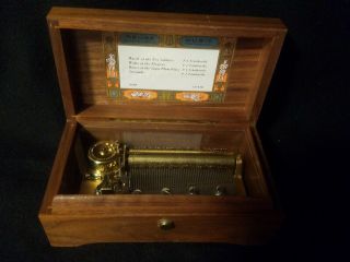 Rare Reuge Music Box Saint - Croix Switzerland Ch 4/50 With 4 Songs Inlayed Top