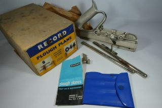 Old Vintage Record No 044 Plough Plane With Set Of Cutters