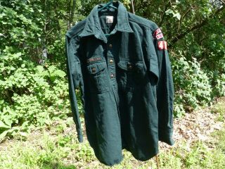 50s Boy Scouts Of America Uniform Green Wool Shirt Collar L/s Explorers Bsa
