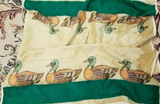Biederlack Ducks Mallards Reverse Throw Blanket Gold Green 60 X 75 Usa