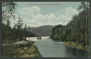 Blue Mountain Lake Adirondacks Ny: C.  1907 - 10 Postcard Outlet Of Lake,  Steamer