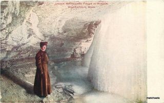 C - 1910 Under Minnehaha Falls Winter Minneapolis Minnesota Hammon Postcard 4248