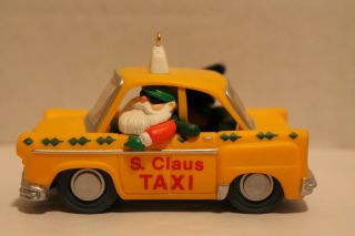 Hallmark Yellow Taxi Cab Ornament Santa Claus Driver Christmas Keepsake 1990 2