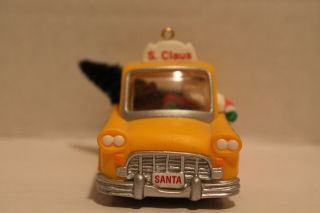 Hallmark Yellow Taxi Cab Ornament Santa Claus Driver Christmas Keepsake 1990 3
