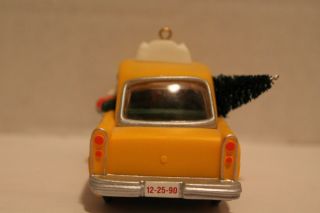 Hallmark Yellow Taxi Cab Ornament Santa Claus Driver Christmas Keepsake 1990 5