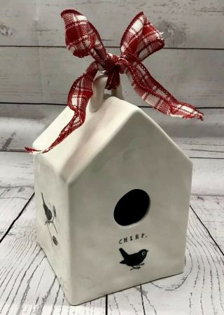 Chirp Square Birdhouse Rae Dunn By Magenta Ftd 7.  25 " Tall