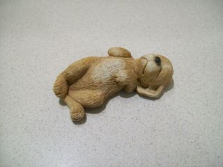 Vintage 1986 Sandicast Sandra Brue Sleeping Retriever Puppy Dog Figurine 3 1/2 "