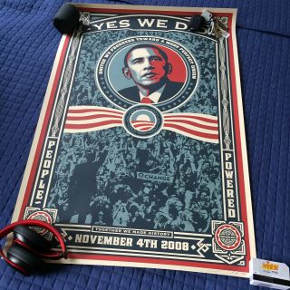 Shepard Fairey Barack Obama Signed Autographed Yes We Did Poster