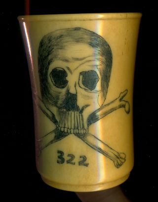 Rare Yale Skull & Bones 322 Club Fraternity Scrimshaw Cup - Wow