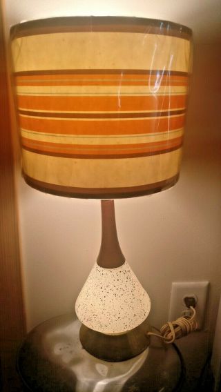 Vintage Mid Century Table Lamp With Night Light And Shade - 17 " With Shade