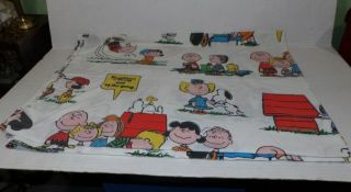Vtg Peanuts 1971 Muslin twin flat fitted bed sheet Charlie Brown,  Lucy & Snoopy 2