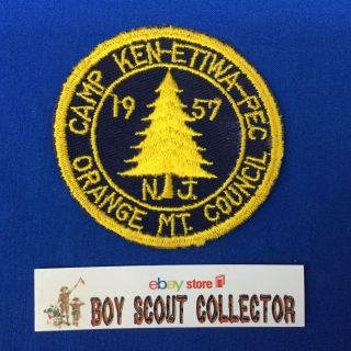 Boy Scout Camp Patch 1957 Camp Ken - Etiwa - Pec Orange Mt.  Council N.  J.