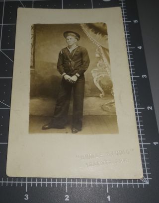 1910s Sailor Man Bridge Studio Argenta Ar Little Rock Uss Ia Rppc Gay Int Photo