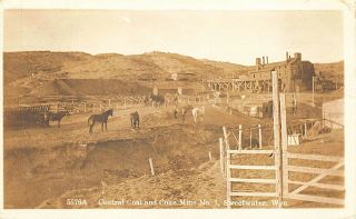 Sweetwater Wy Central Coal & Coke Mine 1 Horses With Rare Us Cancel Rppc