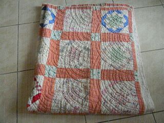 Vintage Hand Made Patch Work Heavy Quilt/ Small Star Design/ Cotton Lined