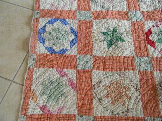 VINTAGE HAND MADE PATCH WORK HEAVY QUILT/ SMALL STAR DESIGN/ COTTON LINED 3