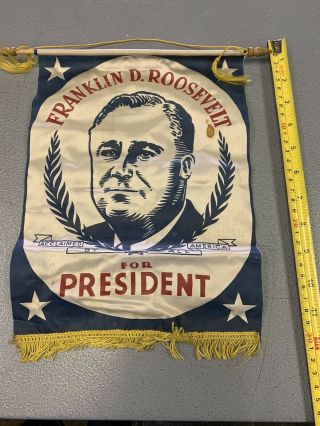 Vintage Franklin D Roosevelt for President Campaign Window Ribbon 2