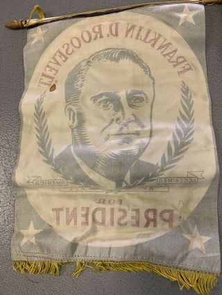Vintage Franklin D Roosevelt for President Campaign Window Ribbon 7