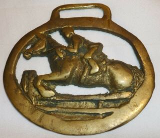 Vintage Solid Brass Horse Saddle Harness Brass Medallion Equestrian Jumping