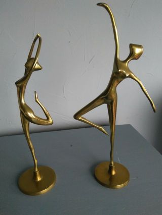 Brass Dancers Set Of Two Art Deco Style 13 " And 12 "