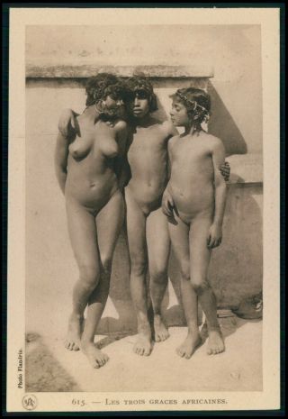 North Africa Arab Nude Woman Three Graces C1910 - 1920s Postcard Kk