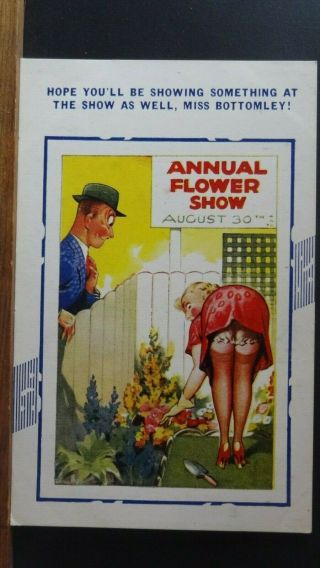 Bamforth Comic Postcard: Nylons,  Stockings,  Knickers & Flower Show Humour