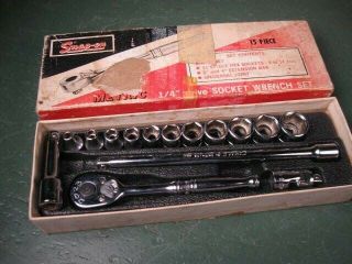 Old Vintage Mechanics Tools Snap - On 1/4 Drive Metric Socket Set