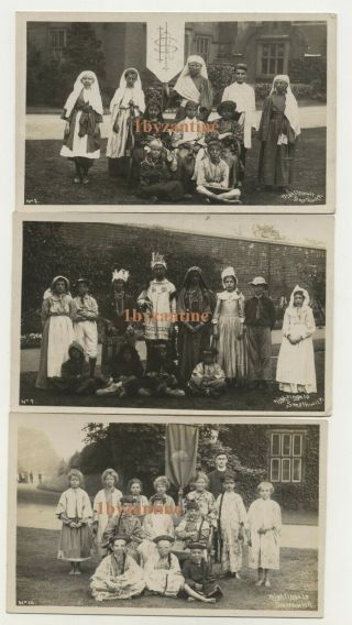 Smethwick Old X3 Rp Postcard Orphanage Children Birmingham Wark 1930 Fancy Dress