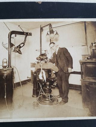 Antique Dentistry Photograph Occupational Dentist Photo on Board Early 1900 ' s 2 4