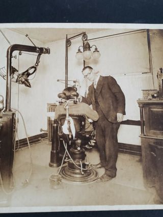 Antique Dentistry Photograph Occupational Dentist Photo on Board Early 1900 ' s 2 5