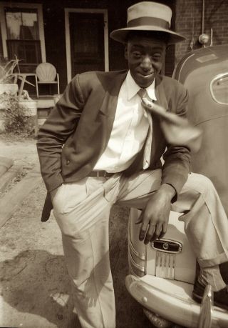 1950s Era Photo Negative Car And Man Stylin Young Buck Seneca South Carolina