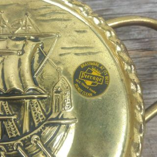 Brass Pitcher Round Tabletop Viking Ship Vintage Peerage Nautical Decor England 2
