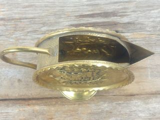 Brass Pitcher Round Tabletop Viking Ship Vintage Peerage Nautical Decor England 7