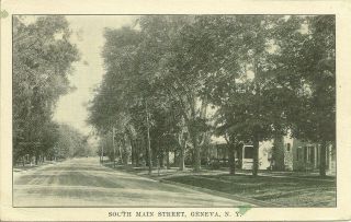 Geneva Ny Main Street South Ontario County Postcard Y4050