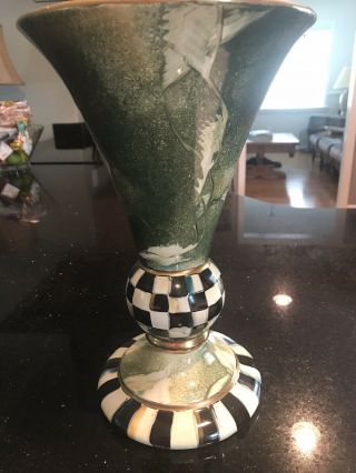 Mackenzie Childs Lg Cheltenham Ceramic Courtly Check Vase/Urn.  Retired. 4