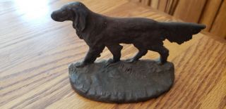 Vintage Cast Iron Pointer Dog Door Stop - Initial On Back - Heavy - 4.  5 " X 3.  5 " - Unique