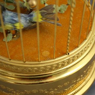 Reuge Musical Singing Two Bird Cage Call Box Switzerland Sainte Croix Gold Tone 12