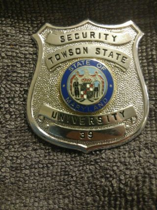 Obsolete Towson State College Security & Police Badge set of two Towson MD 3