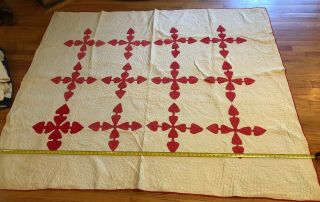 Vintage Red And White Quilt 64 " By 76 "