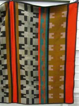 Brown,  Red,  Green,  Grey Stripe Pattern Wool Blend Blanket 5.  5 ' x 4.  5 ' 2