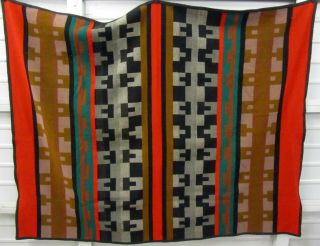 Brown,  Red,  Green,  Grey Stripe Pattern Wool Blend Blanket 5.  5 ' x 4.  5 ' 3