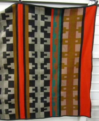 Brown,  Red,  Green,  Grey Stripe Pattern Wool Blend Blanket 5.  5 ' x 4.  5 ' 4
