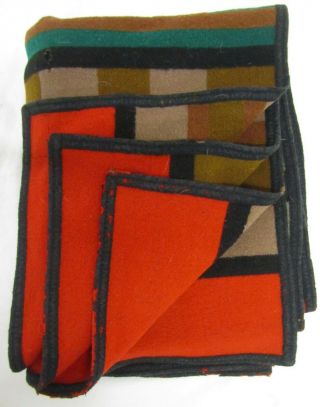 Brown,  Red,  Green,  Grey Stripe Pattern Wool Blend Blanket 5.  5 ' x 4.  5 ' 7