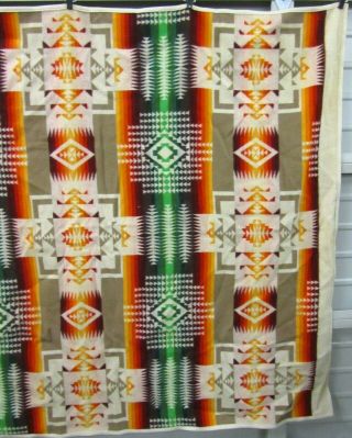 Pendleton Beaver State White,  Orange,  Green Cross Stripe Design Wool Blend Blanket 4