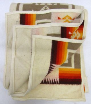 Pendleton Beaver State White,  Orange,  Green Cross Stripe Design Wool Blend Blanket 8